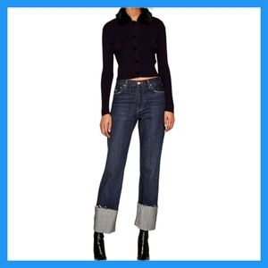 Zara Woman | Straight Leg Raw Hem Selvedged Cuff Jeans (4)